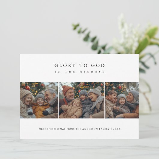 神への宗教的な栄光クリスマスの写真 シーズンカード (スタンド正面)