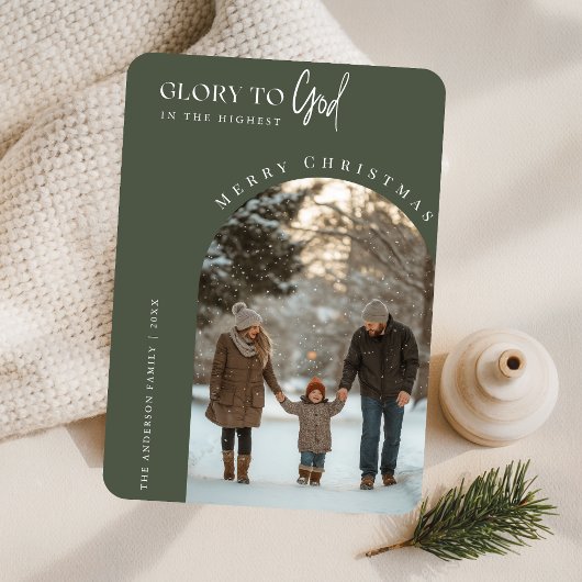 神への宗教的な栄光クリスマスアーチ写真 シーズンカード