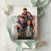 神への栄光のエレガント写真クリスマス 箔シーズンカード