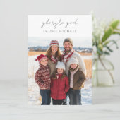 神への栄光のスクリプト宗教的なクリスマスフォトカード 招待状 (スタンド正面)