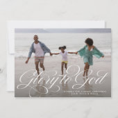 神への栄光の宗教的な1つの写真クリスマスエレガント シーズンカード (正面)