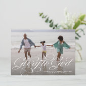 神への栄光の宗教的な1つの写真クリスマスエレガント シーズンカード (スタンド正面)