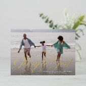 神への栄光の宗教的な1つの写真クリスマスエレガント 箔シーズンカード (立ち正面)