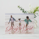 神への栄光の宗教的な1つの写真レッドクリスマス シーズンカード (スタンド正面)