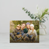 神への栄光の宗教的な1枚の写真のシンプルクリスマス 箔シーズンポストカード (立ち正面)