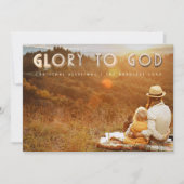 神への栄光の金ゴールドフェイク宗教的なクリスマスフォト シーズンカード (正面)