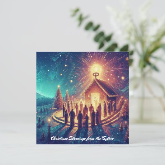 神への栄光の金ゴールド星の宗教的イエス・クリスチャン シーズンカード (スタンド正面)