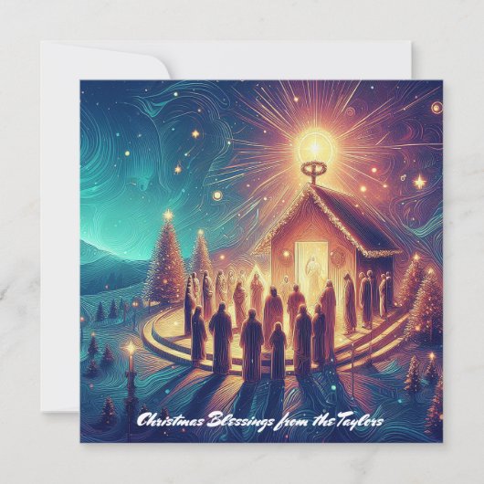 神への栄光の金ゴールド星の宗教的イエス・クリスチャン シーズンカード (正面)