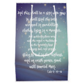 神への栄光エンジェル聖句クリスマス ミディアムペーパーバッグ (裏面)