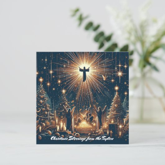 神への栄光キリスト教のクリスマス シーズンカード (スタンド正面)