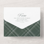 神への栄光クリスマス写真コラージュ緑の休日 オールインワン招待状 (裏面)