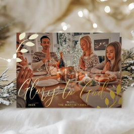 神への栄光クリスマス写真 箔シーズンカード