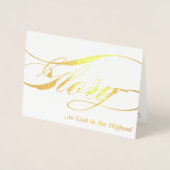 神への栄光ゴールドフォイルのクリスマスグリーティングカード 箔カード (正面)