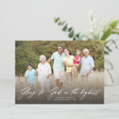 神への栄光スクリプト宗教的なクリスマスフォト シーズンカード (スタンド正面)