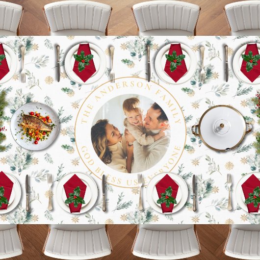 神への栄光バイブル聖句クリスマスグリーン テーブルクロス