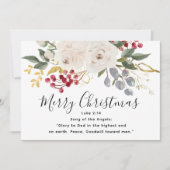 神への栄光バイブル聖句フローラフラットクリスマス シーズンカード (正面)