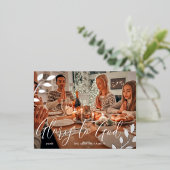 神への栄光ボタニカルクリスマス 箔シーズンポストカード (立ち正面)