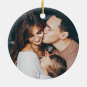 神への栄光レッド | 金ゴールドフェイクと写真のクリスマス セラミックオーナメント (裏面)