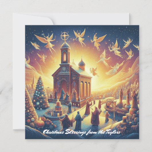 神への栄光天使への信仰イエス・クリスチャン シーズンカード (正面)