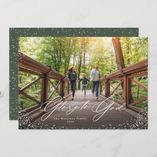 神への栄光1写真の宗教的なクリスマス シーズンカード (正面/裏面)