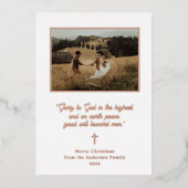 神への栄光 | 写真エレガントクリスマスバラ金ゴールド 箔シーズンカード (正面)