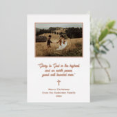 神への栄光 | 写真エレガントクリスマスバラ金ゴールド 箔シーズンカード (立ち正面)