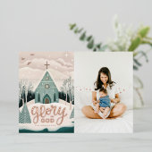 神への栄光 | 宗教的なクリスマスの金ゴールド写真 箔シーズンカード (立ち正面)