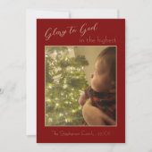 神への栄光Red Burgundy金ゴールド1枚の写真クリスマス シーズンカード (正面)