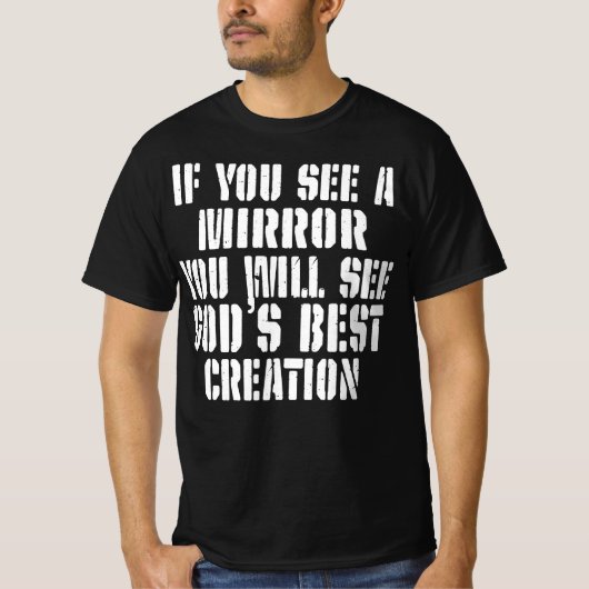 神もし々を見る鏡が見える Tシャツ (正面)