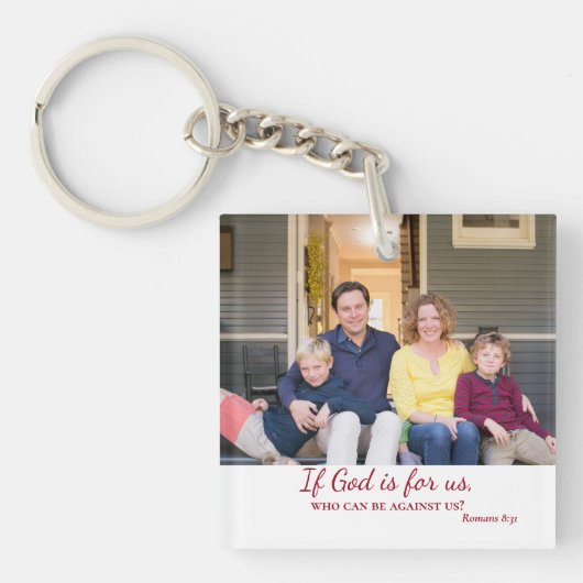 神もしは私たちのために聖書の聖句ローマ8:31 キーホルダー (正面)