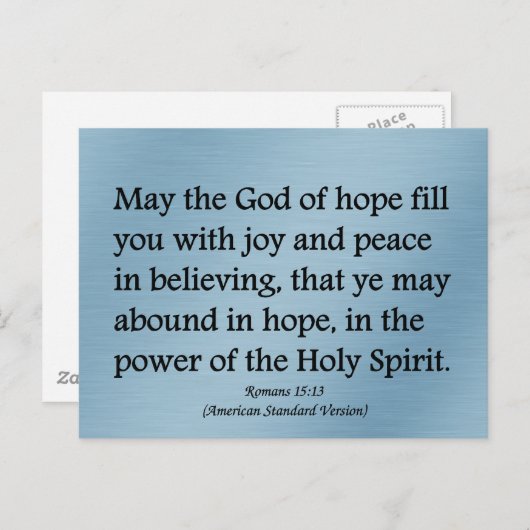 神よ与えり望み、喜び、平和のローマ人へ15:13 シーズンポストカード (正面/裏面)