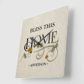 神よ我が家を祝福パーソナライズされた: スクエア壁時計 (傾斜)