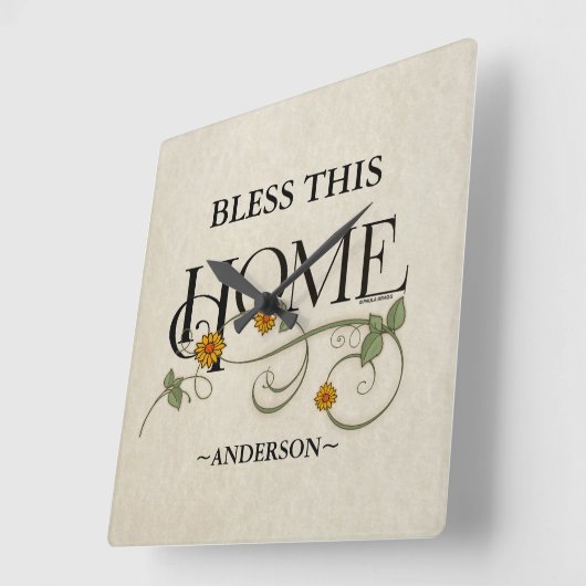 神よ我が家を祝福パーソナライズされた: スクエア壁時計 (傾斜)