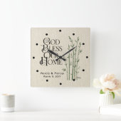 神よ我が家を祝福パーソナライズされた: スクエア壁時計 (ホーム)