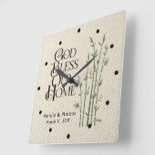 神よ我が家を祝福パーソナライズされた: スクエア壁時計 (傾斜)