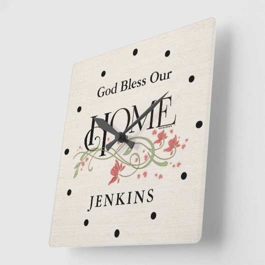 神よ我が家を祝福パーソナライズされた: スクエア壁時計 (傾斜)