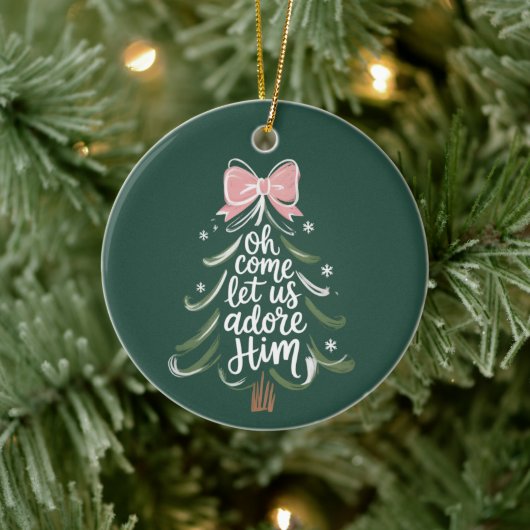 神よ来りキリスト教のクリスマスの宗教的な彼を崇拝しよう セラミックオーナメント (ツリー)