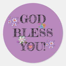 『神よ祝福あれ』クリスチャン・フローラ・パープル ラウンドシール