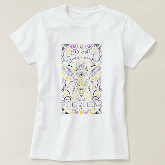 神よ、女王陛下を救いたまえ Tシャツ (デザイン正面)