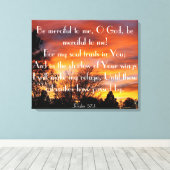 神よ、私に慈悲深く聖書の詩詩篇57:1 キャンバスプリント (インサイチュ (ウッドフロア))