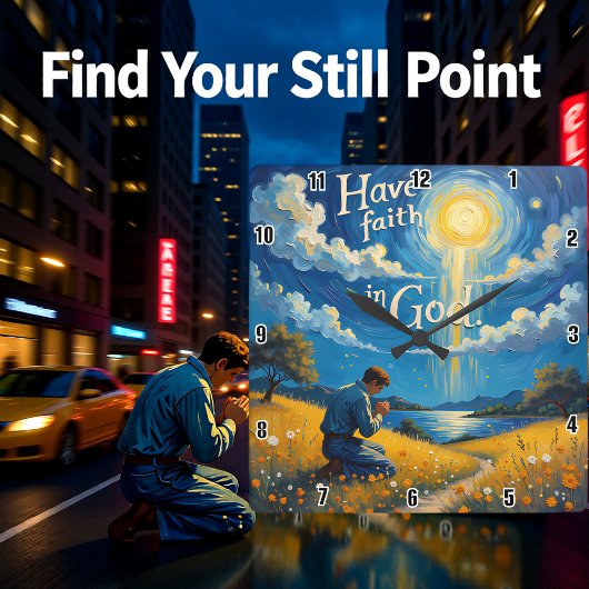 神を信じる スクエア壁時計