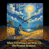 神を信じる スクエア壁時計