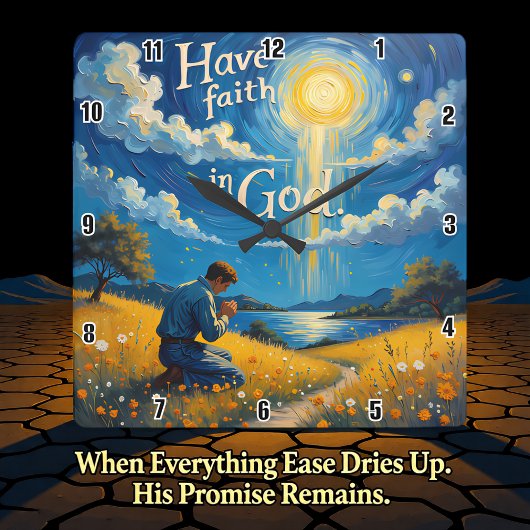 神を信じる スクエア壁時計