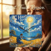 神を信じる スクエア壁時計