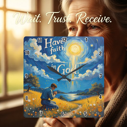 神を信じる スクエア壁時計