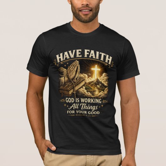 神を信じる メンズTシャツ テンプレート Tシャツ (正面)