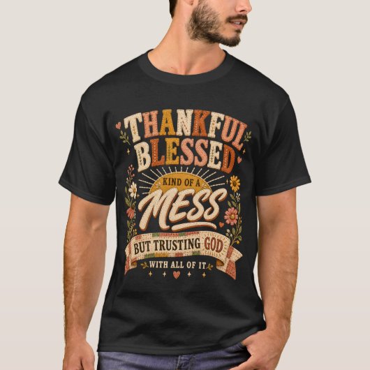 神を信じる 感謝 福運 ちょっとバラバラ Tシャツ (正面)