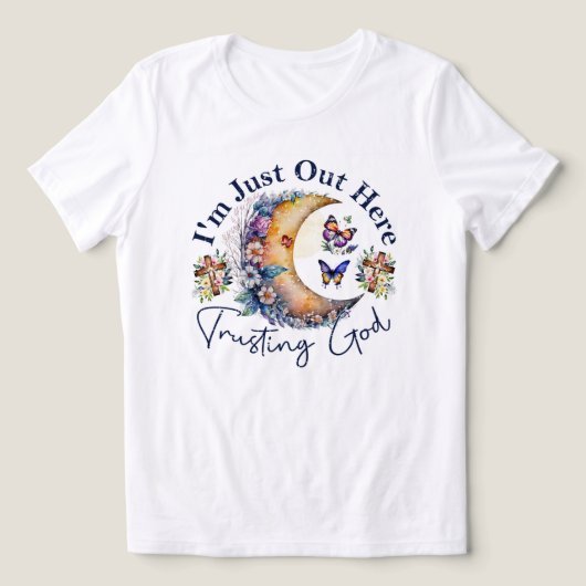 神を信頼して、月、花、蝶 トライブレンドTシャツ (デザイン正面)