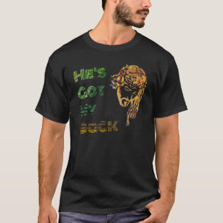 神を信頼する彼は私の背得側クリスチャン Tシャツ