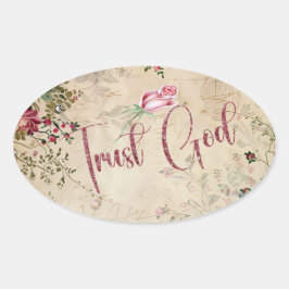 神を信頼する 楕円形シール